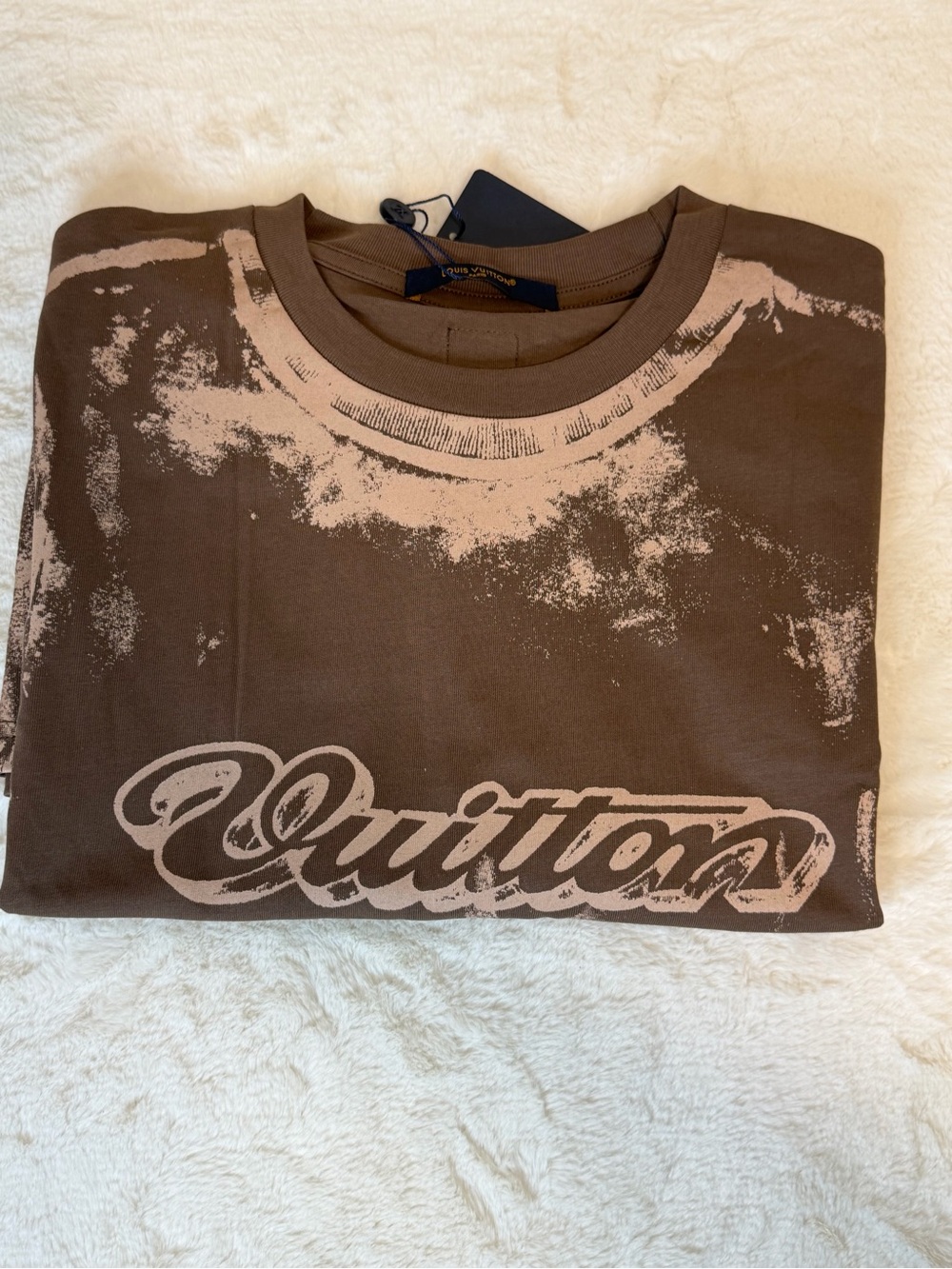 T shirt men Brown & Beige Logo Graphic Short Sleeve Tee